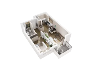 2 pokoje, mieszkanie 41,73 m², piętro 2, oferta nr D.2.18, Osiedle Parkowe Aleje etap III, Wrocław, Brochów, Krzyki, ul. Syryjska