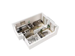 2 pokoje, mieszkanie 41,73 m², piętro 2, oferta nr D.2.18, Osiedle Parkowe Aleje etap III, Wrocław, Brochów, Krzyki, ul. Syryjska