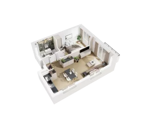 2 pokoje, mieszkanie 46,41 m², piętro 1, oferta nr E.1.09, Osiedle Parkowe Aleje etap III, Wrocław, Brochów, Krzyki, ul. Syryjska