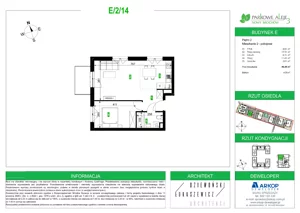 2 pokoje, mieszkanie 46,44 m², piętro 2, oferta nr E.2.14, Osiedle Parkowe Aleje etap III, Wrocław, Brochów, Krzyki, ul. Syryjska