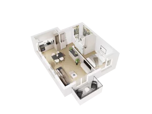 2 pokoje, mieszkanie 46,44 m², piętro 2, oferta nr E.2.14, Osiedle Parkowe Aleje etap III, Wrocław, Brochów, Krzyki, ul. Syryjska