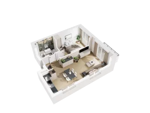 2 pokoje, mieszkanie 46,44 m², piętro 2, oferta nr E.2.14, Osiedle Parkowe Aleje etap III, Wrocław, Brochów, Krzyki, ul. Syryjska