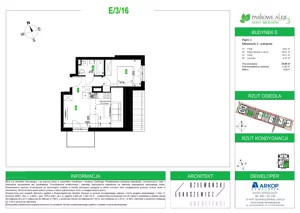 2 pokoje, mieszkanie 33,85 m², piętro 3, oferta nr E.3.16, Osiedle Parkowe Aleje etap III, Wrocław, Brochów, Krzyki, ul. Syryjska