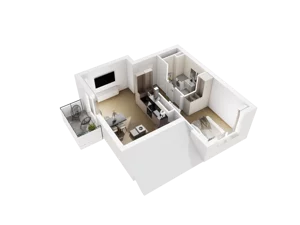 2 pokoje, mieszkanie 33,85 m², piętro 3, oferta nr E.3.16, Osiedle Parkowe Aleje etap III, Wrocław, Brochów, Krzyki, ul. Syryjska