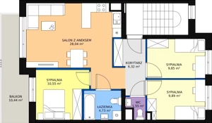4 pokoje, mieszkanie 70,22 m², piętro 2, oferta nr A9/B, Osiedle CONTIGO, Wrocław, Psie Pole-Zawidawie, Zakrzów, ul. Siedzikówny