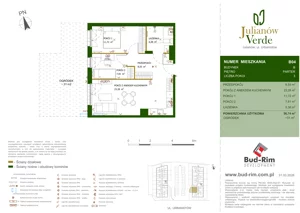 3 pokoje, mieszkanie 56,74 m², parter, oferta nr 4, Julianów Verde II, Julianów, ul. Urbanistów