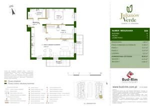 3 pokoje, mieszkanie 68,40 m², piętro 2, oferta nr 26, Julianów Verde II, Julianów, ul. Urbanistów