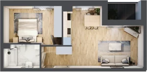 2 pokoje, mieszkanie 45,37 m², piętro 3, oferta nr 51, Szymanów Dom i Natura, Szymanów, Szymanów 7
