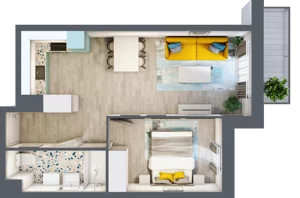 2 pokoje, mieszkanie 40,11 m², piętro 1, oferta nr 14, Julianów Verde, Julianów, ul. Urbanistów