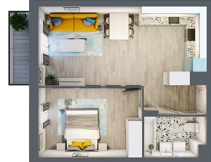 2 pokoje, mieszkanie 47,36 m², piętro 1, oferta nr 21, Julianów Verde, Julianów, ul. Urbanistów