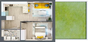 2 pokoje, mieszkanie 40,15 m², parter, oferta nr 6, Julianów Verde, Julianów, ul. Urbanistów