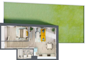 2 pokoje, mieszkanie 48,59 m², parter, oferta nr 3, Julianów Verde, Julianów, ul. Urbanistów