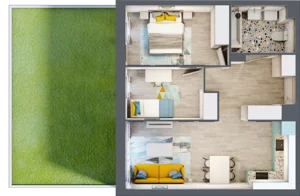 3 pokoje, mieszkanie 56,43 m², parter, oferta nr 1, Julianów Verde, Julianów, ul. Urbanistów