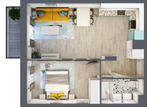 2 pokoje, mieszkanie 45,00 m², piętro 3, oferta nr 42, Julianów Verde, Julianów, ul. Urbanistów