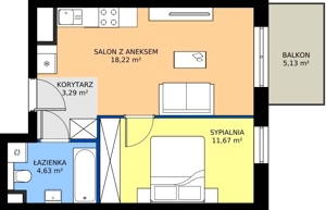 2 pokoje, mieszkanie 37,76 m², piętro 1, oferta nr E.089, Centralna Vita, Kraków, Czyżyny, ul. Ciesielskiego
