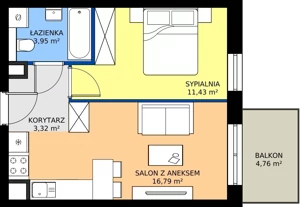 2 pokoje, mieszkanie 35,49 m², piętro 2, oferta nr E.094, Centralna Vita, Kraków, Czyżyny, ul. Ciesielskiego