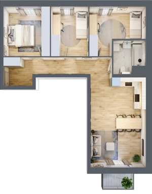 4 pokoje, mieszkanie 75,63 m², piętro 1, oferta nr B.01.05.02, WUWA Vita, Wrocław, Żerniki, Fabryczna, ul. Tadeusza Brzozy