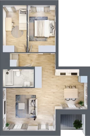 3 pokoje, mieszkanie 63,91 m², piętro 4, oferta nr B.04.02.04, WUWA Vita, Wrocław, Żerniki, Fabryczna, ul. Tadeusza Brzozy