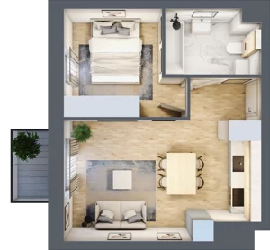 2 pokoje, mieszkanie 40,37 m², piętro 5, oferta nr B.05.01.02, WUWA Vita, Wrocław, Żerniki, Fabryczna, ul. Tadeusza Brzozy