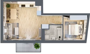 2 pokoje, mieszkanie 46,05 m², piętro 6, oferta nr A1.6A33, Bemowo Vita etap III, Warszawa, Bemowo, Chrzanów, Szeligowska 57	