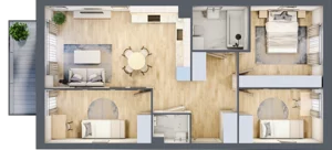 4 pokoje, mieszkanie 68,35 m², piętro 1, oferta nr E1/D/03, Orawska Vita III, Wrocław, Ołtaszyn, Krzyki, ul. Orawska