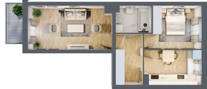 2 pokoje, mieszkanie 48,47 m², piętro 2, oferta nr E2/E/06, Orawska Vita III, Wrocław, Ołtaszyn, Krzyki, ul. Orawska