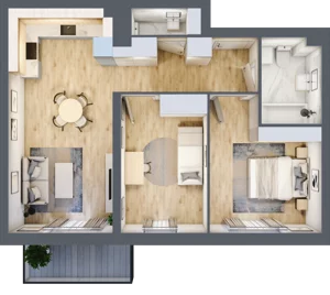 3 pokoje, mieszkanie 60,58 m², piętro 2, oferta nr E1/C/15, Orawska Vita III, Wrocław, Ołtaszyn, Krzyki, ul. Orawska