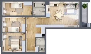 4 pokoje, mieszkanie 77,25 m², piętro 1, oferta nr E2/G/06, Orawska Vita III, Wrocław, Ołtaszyn, Krzyki, ul. Orawska