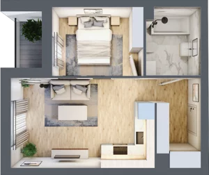 2 pokoje, mieszkanie 35,70 m², piętro 2, oferta nr E1/B/12, Orawska Vita III, Wrocław, Ołtaszyn, Krzyki, ul. Orawska