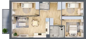 4 pokoje, mieszkanie 68,35 m², piętro 1, oferta nr E2/E/05, Orawska Vita III, Wrocław, Ołtaszyn, Krzyki, ul. Orawska