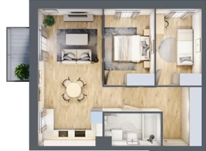 3 pokoje, mieszkanie 54,49 m², parter, oferta nr E1/B/01, Orawska Vita III, Wrocław, Ołtaszyn, Krzyki, ul. Orawska