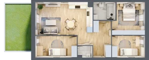 4 pokoje, mieszkanie 68,09 m², parter, oferta nr E1/D/01, Orawska Vita III, Wrocław, Ołtaszyn, Krzyki, ul. Orawska