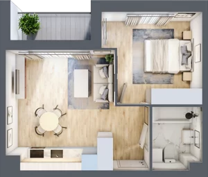 2 pokoje, mieszkanie 38,46 m², parter, oferta nr E1/C/04, Orawska Vita III, Wrocław, Ołtaszyn, Krzyki, ul. Orawska