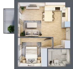 2 pokoje, mieszkanie 37,41 m², piętro 2, oferta nr E1/B/10, Orawska Vita III, Wrocław, Ołtaszyn, Krzyki, ul. Orawska