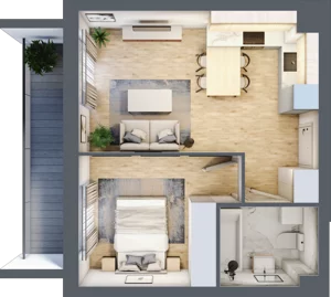 2 pokoje, mieszkanie 37,26 m², piętro 2, oferta nr E1/A/08, Orawska Vita III, Wrocław, Ołtaszyn, Krzyki, ul. Orawska