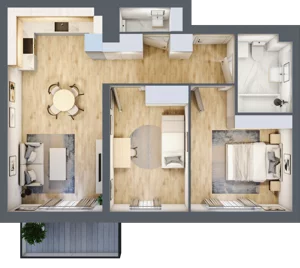 3 pokoje, mieszkanie 60,58 m², piętro 1, oferta nr E1/C/08, Orawska Vita III, Wrocław, Ołtaszyn, Krzyki, ul. Orawska