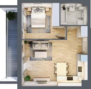 2 pokoje, mieszkanie 40,86 m², piętro 1, oferta nr E2/H/05, Orawska Vita III, Wrocław, Ołtaszyn, Krzyki, ul. Orawska