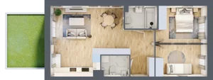 3 pokoje, mieszkanie 61,35 m², parter, oferta nr F1/D/01, Orawska Vita III, Wrocław, Ołtaszyn, Krzyki, ul. Orawska