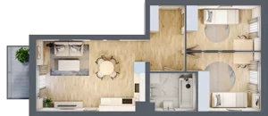 3 pokoje, mieszkanie 54,31 m², piętro 1, oferta nr F1/D/05, Orawska Vita III, Wrocław, Ołtaszyn, Krzyki, ul. Orawska