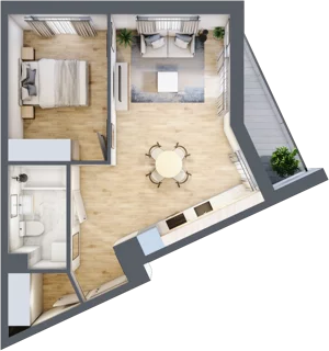 2 pokoje, mieszkanie 44,15 m², piętro 1, oferta nr H.070, City Vibe etap VI, Kraków, Podgórze, Płaszów, ul. Myśliwska
