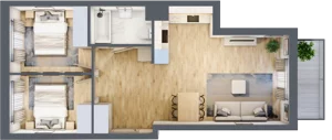 3 pokoje, mieszkanie 53,82 m², piętro 1, oferta nr H.053, City Vibe etap VI, Kraków, Podgórze, Płaszów, ul. Myśliwska