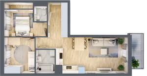 3 pokoje, mieszkanie 55,86 m², piętro 1, oferta nr H.055, City Vibe etap VI, Kraków, Podgórze, Płaszów, ul. Myśliwska