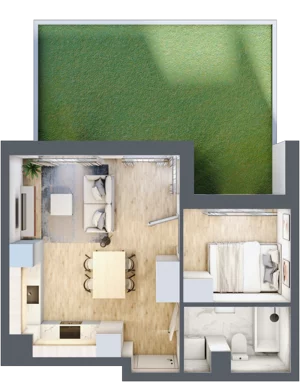 2 pokoje, mieszkanie 34,26 m², parter, oferta nr H.068, City Vibe etap VI, Kraków, Podgórze, Płaszów, ul. Myśliwska