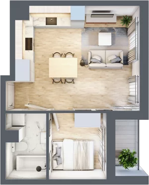 2 pokoje, mieszkanie 34,66 m², piętro 4, oferta nr H.080, City Vibe etap VI, Kraków, Podgórze, Płaszów, ul. Myśliwska