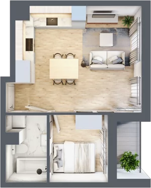 2 pokoje, mieszkanie 34,66 m², piętro 2, oferta nr H.074, City Vibe etap VI, Kraków, Podgórze, Płaszów, ul. Myśliwska