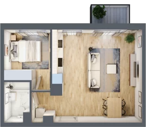 2 pokoje, mieszkanie 44,40 m², piętro 5, oferta nr H.043, City Vibe etap VI, Kraków, Podgórze, Płaszów, ul. Myśliwska