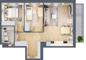 3 pokoje, mieszkanie 58,46 m², piętro 2, oferta nr AA0210, M Bemowo 3, Warszawa, Bemowo, Chrzanów, ul. Szeligowska