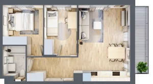3 pokoje, mieszkanie 55,31 m², piętro 1, oferta nr AA0110, M Bemowo 3, Warszawa, Bemowo, Chrzanów, ul. Szeligowska