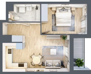 2 pokoje, mieszkanie 42,04 m², piętro 1, oferta nr AA0107/4, M Bemowo 4, Warszawa, Bemowo, Chrzanów, ul. Szeligowska