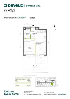 2 pokoje, mieszkanie 35,18 m², parter, oferta nr A2/02, Bemowo Vita etap IV, Warszawa, Bemowo, Chrzanów, ul. Szeligowska 57	